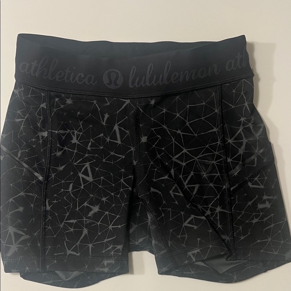lululemon athletica Black & Grey Patterned Athletic Shorts